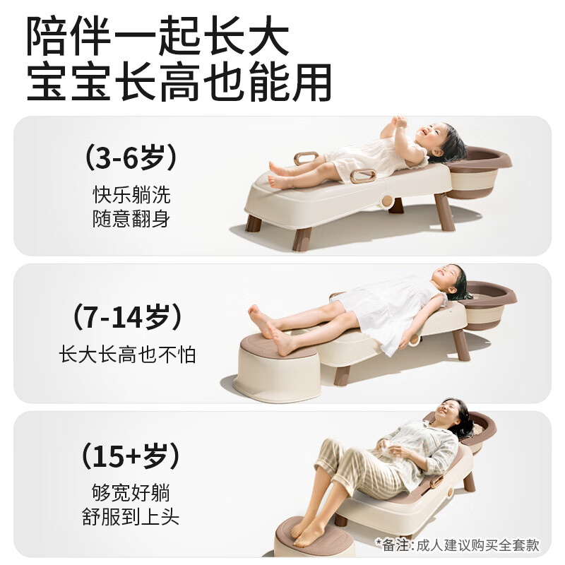 Mengshi Pregnant Women's Hair Shampoo Recliner Children's Baby Children's Hair Shampoo Artifact Household Foldable Adult Shampoo Bed Pavel Gold-PU Soft Cushion + Shampoo Basin + Drainage Pipe
