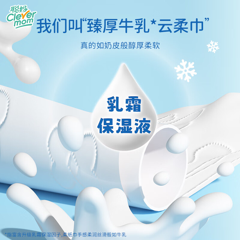 Congma Cream Paper Cloud Soft Tissue Milk Paper Soft Tissue Soft Moisturizing Baby Tissue Paper Baby Family Pack Wipe Face Milk Cream Paper 6 layers 20 pumps * 2 packs