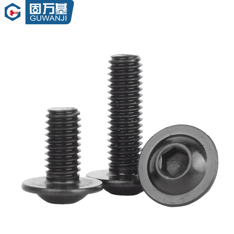 Guwanji black 304 stainless steel semi-round head hexagonal padded screw pan head bolt machine screw M3M4M5M6M8M10 M5x12 50 pieces