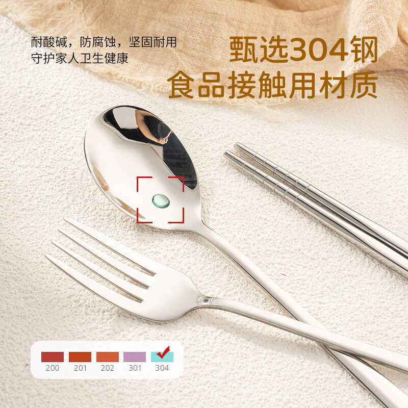 Guangyi Taiji Bear Chopsticks Tableware for students, food grade, office workers, portable tableware, dust-proof outer box, sturdy and durable, three-piece set, 304 stainless steel spoon/chopsticks/with storage box