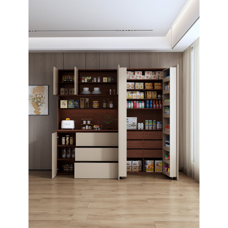 He Jiagong mid-century style living room sideboard wall-mounted integrated storage cabinet multi-functional snack wine cabinet home restaurant tea high cabinet Type A (eo ecological board) length 120*height 220*depth 42
