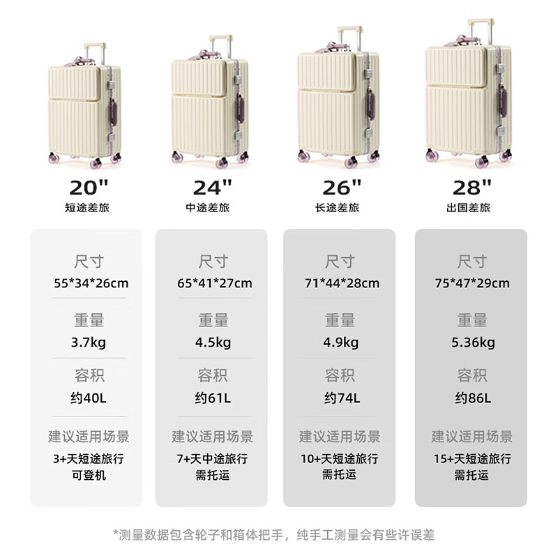 Iman's suitcase trolley case can be carried on the plane, aluminum frame boarding case, women's high-looking suitcase, front opening large capacity box, oxygen green (skating wheel + multi-function) 24 inches (80% choice, 5-7 days travel)