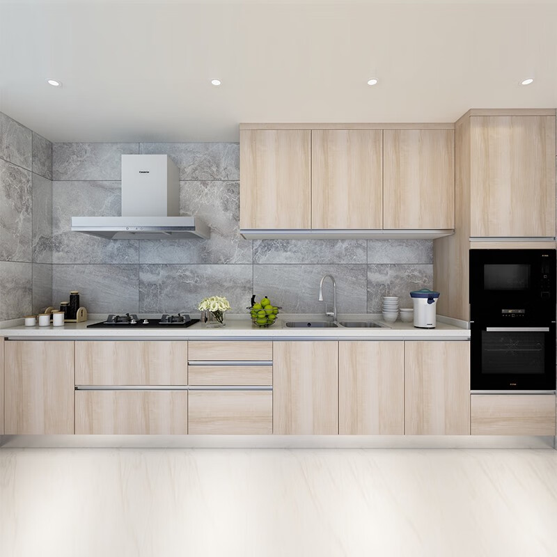 Shanghai modern simple and economical custom-made quartz stone countertop kitchen cabinets Euromonitor Yubang factory customized cabinets 1 meter base cabinet + 0.5 meter wall cabinet