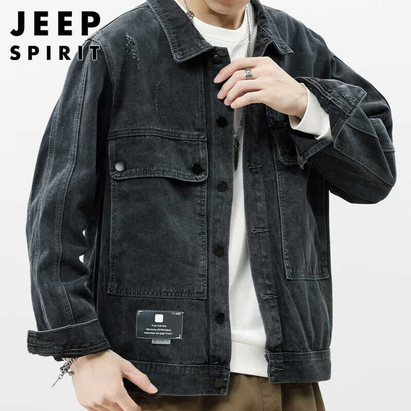 JEEP SPIRIT Jeep denim jacket men's jacket men's autumn and winter workwear high-end casual handsome American tops