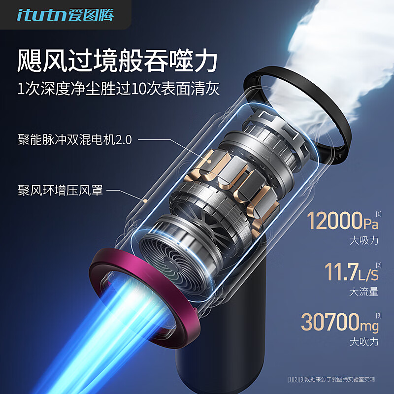 Love Totem itutn car vacuum cleaner wireless large suction blow-suck dual-purpose car handheld vacuum cleaner small mini portable vacuum cleaner home computer desktop dust removal