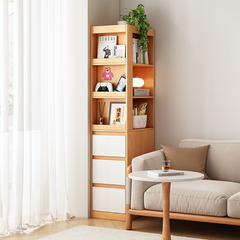 Gujia Home Corner Bookcase Storage Cabinet Integrated Wall Crack Corner Cabinet Bookshelf Storage Rack Corner Cabinet Corner Cabinet Side Cabinet Installation Included Walnut Color 40*50*160