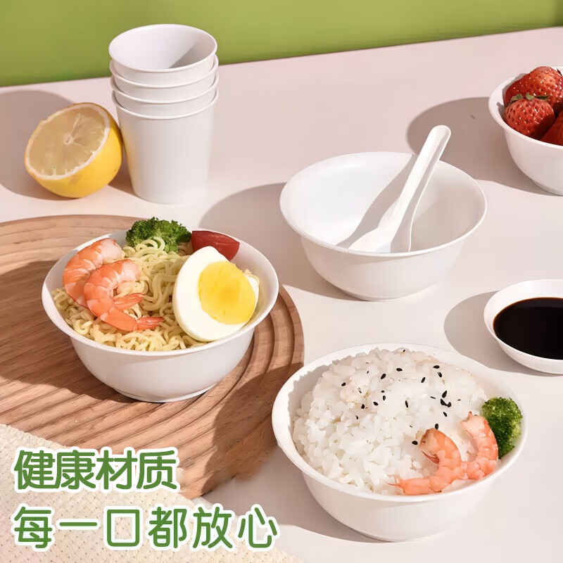 Xingfang Disposable Bowl Soup Bowl Rice Bowl Picnic Large Round Bowl Disposable Tableware 350ml 50 Pack