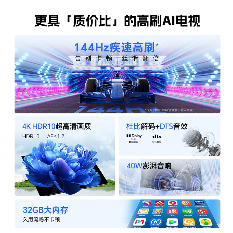 CoolChuangchuangwei K3 2025 50-inch TV, the first choice for small apartments, national subsidy 2+32GB AI far-field voice 55 LCD flat-panel TV 50P3F