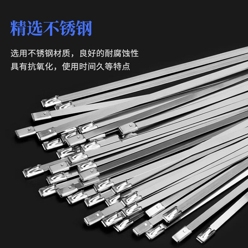 Deqi 304 stainless steel cable tie metal wire fixed cable 4.6*350mm 30 pieces/pack