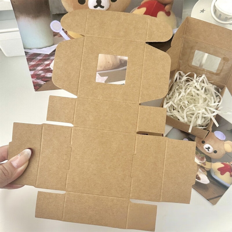 Ins style brown window mini airplane box gift shipping packaging material high-looking gift packaging carton brown small window airplane box 10 pieces_6.5*6.5*3cm