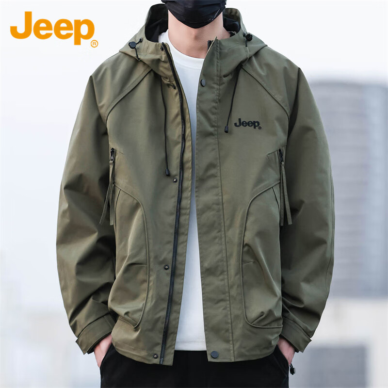 JEEP Jeep Jacket Men's Autumn and Winter Assault Jacket Workwear Men's Casual Trendy Tops Army Green 2XL