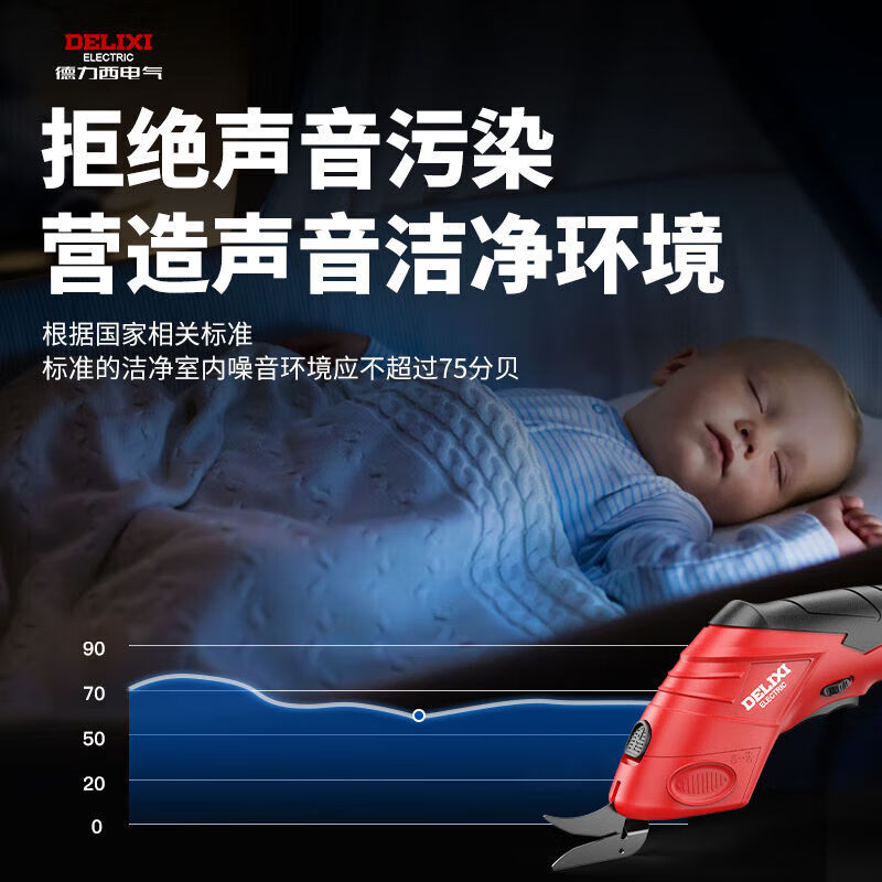 Delixi Electric Electric Scissors Cloth Cutting Artifact Handheld Scissors Small Cloth Cutting Machine Clothing Electric Scissors Electric Scissors Sharp Rechargeable Cloth Cutting Shears Tungsten Steel Blades*2 Packed in Carton