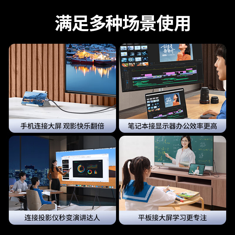 Greenlink Type-C to HDMI cable USB-C Thunderbolt 4/5 converter adapter cable 4K60/2K144Hz cable mobile phone Apple M5 notebook screen projection cable external monitor 1m