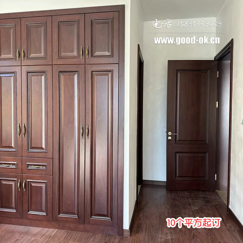 North American cherry wood whole house custom bedroom door, painted door, original wood door, interior door set, door cabinet door, wardrobe door, North American cherry wood room door master pattern with buckle line and door cover
