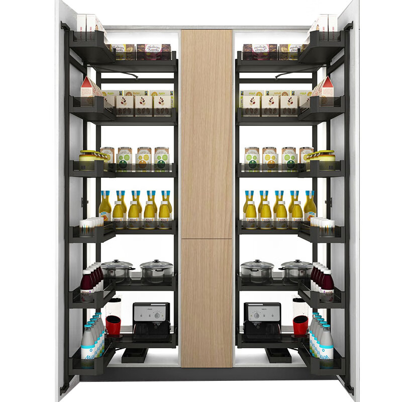 Huili Dekesibaoma high cabinet pull basket all-aluminum kitchen cabinet big monster multi-layer snack cabinet storage high cabinet pull basket 400 cabinets (4 layers) multi-layer door type