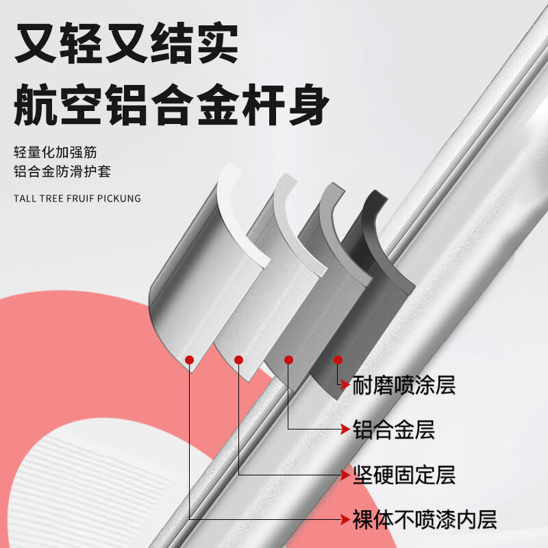 Otis fruit-picking artifact telescopic pole shearing branch scissors high-altitude pruning shears extended fruit picking machine manual agricultural tools single section 0.8 meter fruit picking shears