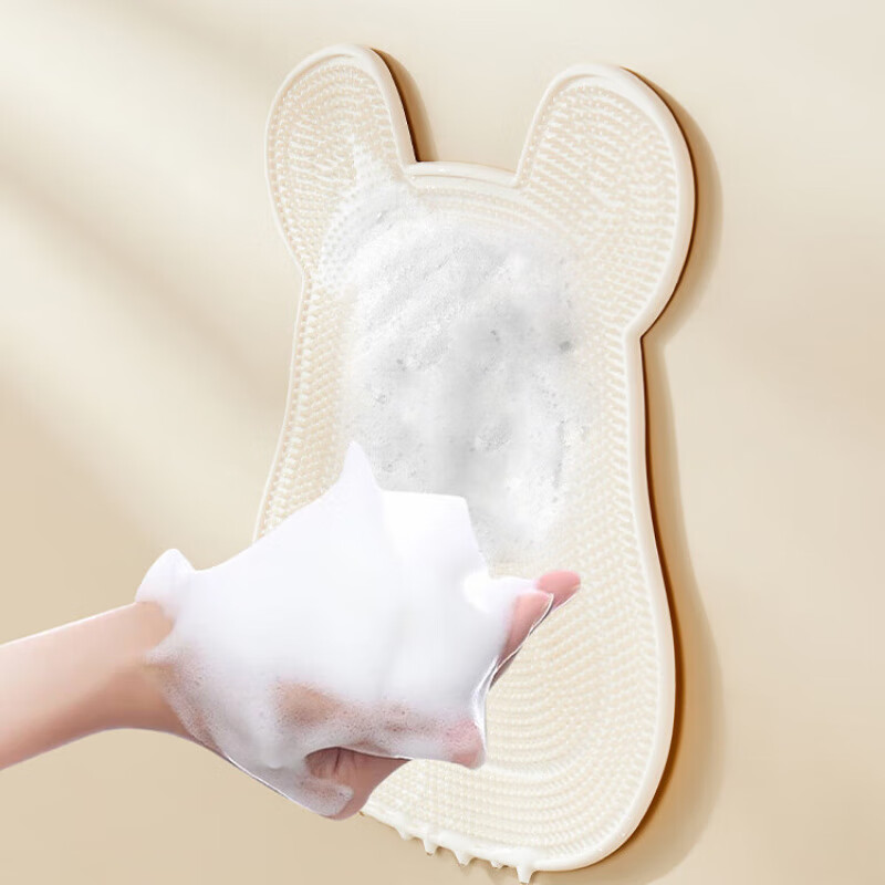 OEING Bath Back Rubbing Artifact Japanese Lazy Bathing Wall Sticker Back Does Not Ask for Help Strong Silicone Massage Pad Back Brush Massage/Non-Slip Silicone Back Rubbing Pad - Beige