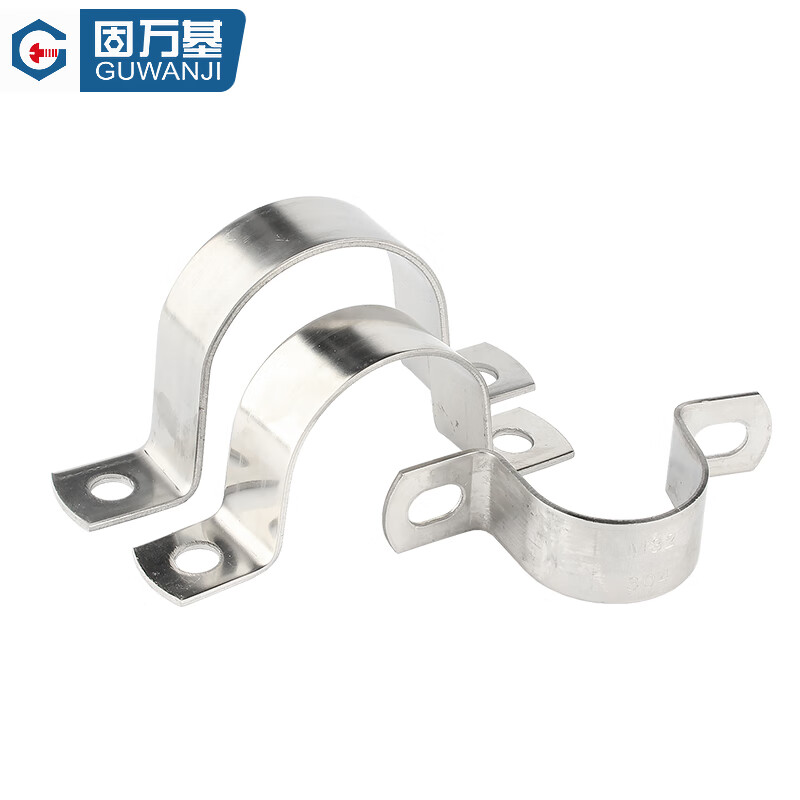 GUWANJI stainless steel U-shaped pipe clamp, riding pipe hoop bracket, pipe buckle, hose hoop, water pipe clamp buckle, 304 thickened M20, 20 pcs/pack
