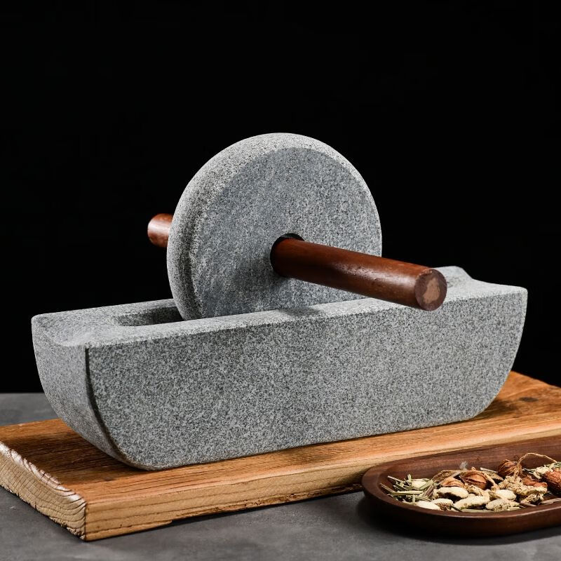 Hualeji stone roller, Tang Dynasty and Song Dynasty tea grinder, small stone mortar, medicine mortar, tea grinder, matcha tea powder, tea cake, Chinese medicine grinder, stone roller diameter 30 cm (smooth sailing)