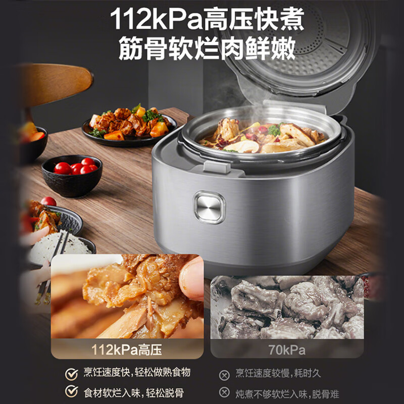 SUPOR IH Fresh Breath Fierce Electric Pressure Cooker 5L High Pressure 112kPa Rice Cooker Pressure Cooker 4-6 People Household 316L Ball Kettle SY-50HC8015Q