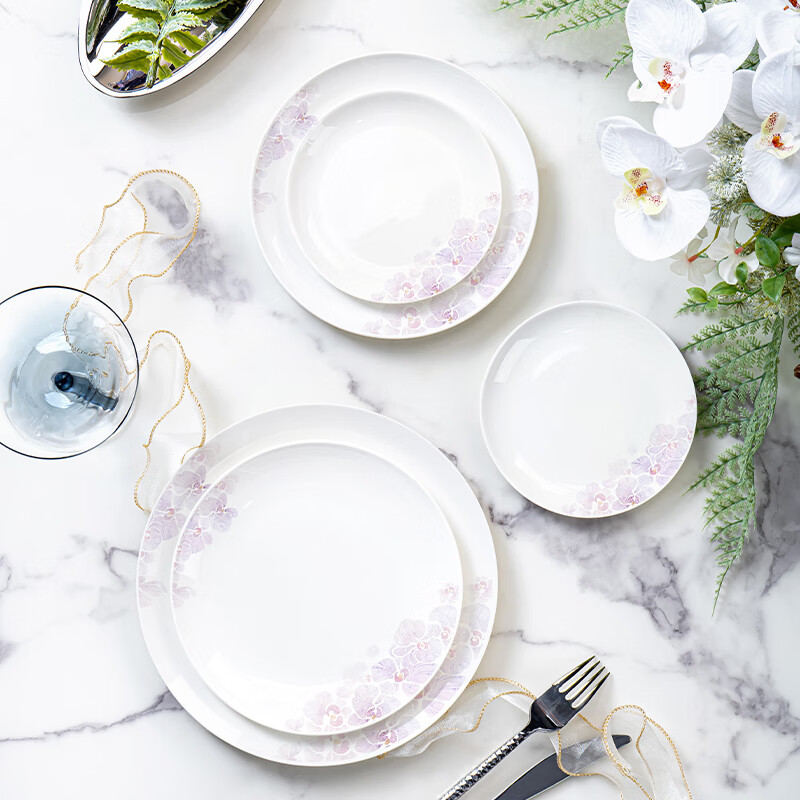 NINE CRANES Jingdezhen 2025 new high-end ceramic bowl set simple home gift light luxury bowl and plate set 66-piece set | high-end gift box | free shipping insurance