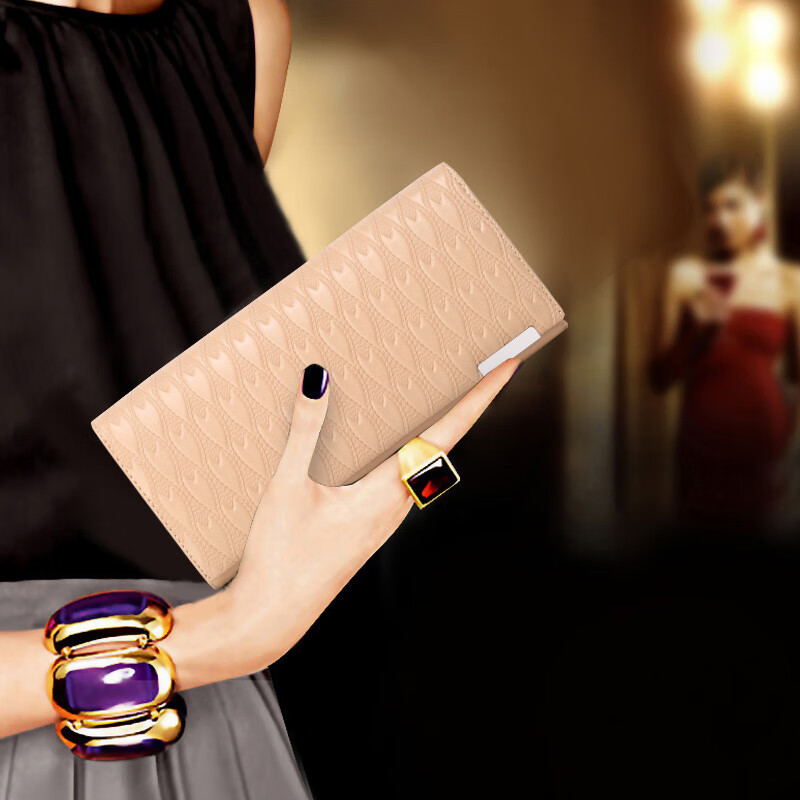 Kangaroo long hand wallet for women 2025 new genuine leather large-capacity folding wallet for mobile phones, fashionable and youthful style, yellow, no specifications