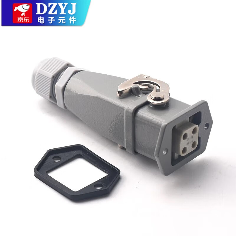 DZYJ heavy-duty connector 4 5 side ejection HDC-HA003 rectangular waterproof aviation plug socket male and female plug 5 core (4+PE) ejection line (super national standard)