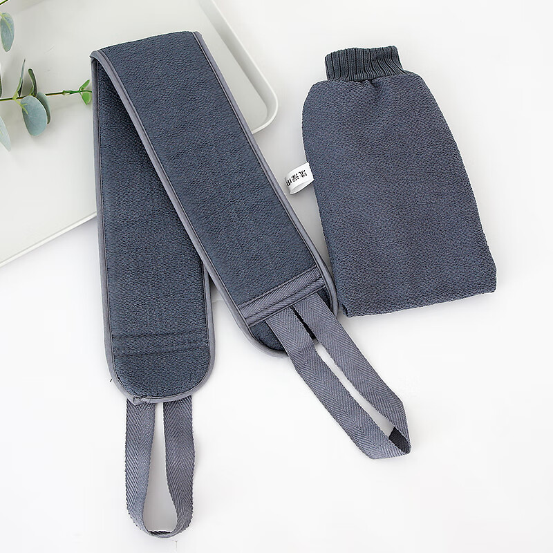 Fat Donglai's same style men's special bath towel, bath towel, strong mud rub, gray gloves, back rub, back rub long strip, 2-piece set of bath towel + back pull