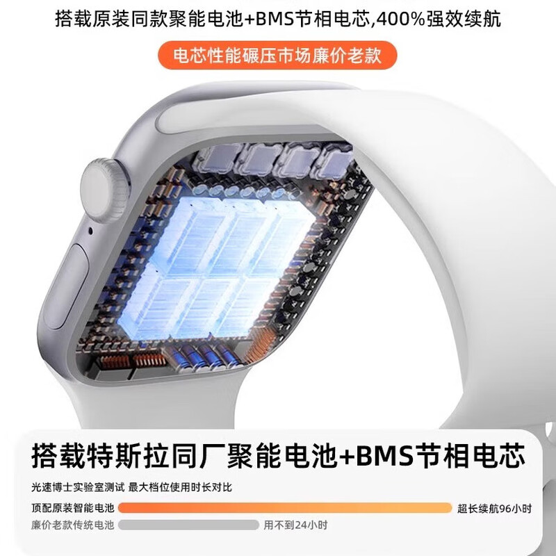 APPLE BIUE Apple Watch Series 11 Smart Watch GPS Model 42mm Rose Gold Aluminum Case Sports Strap White Moonlight 42mm Small Dial