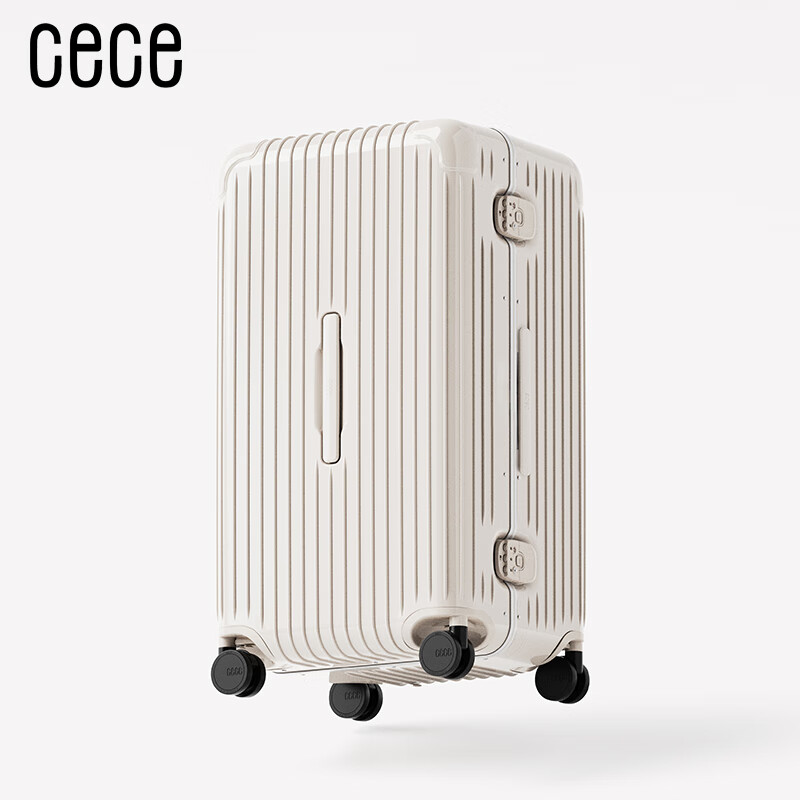 Cece suitcase women's large capacity thickened aluminum frame suitcase male student trolley password suitcase oatmeal color 26 inches