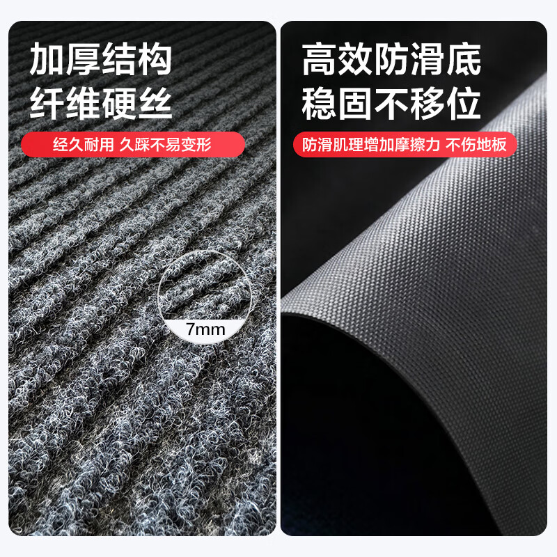 Nafuniao door mats are dust-repellent, waterproof, anti-fouling and wear-resistant, double-striped anti-slip floor mats 50*80cm gray