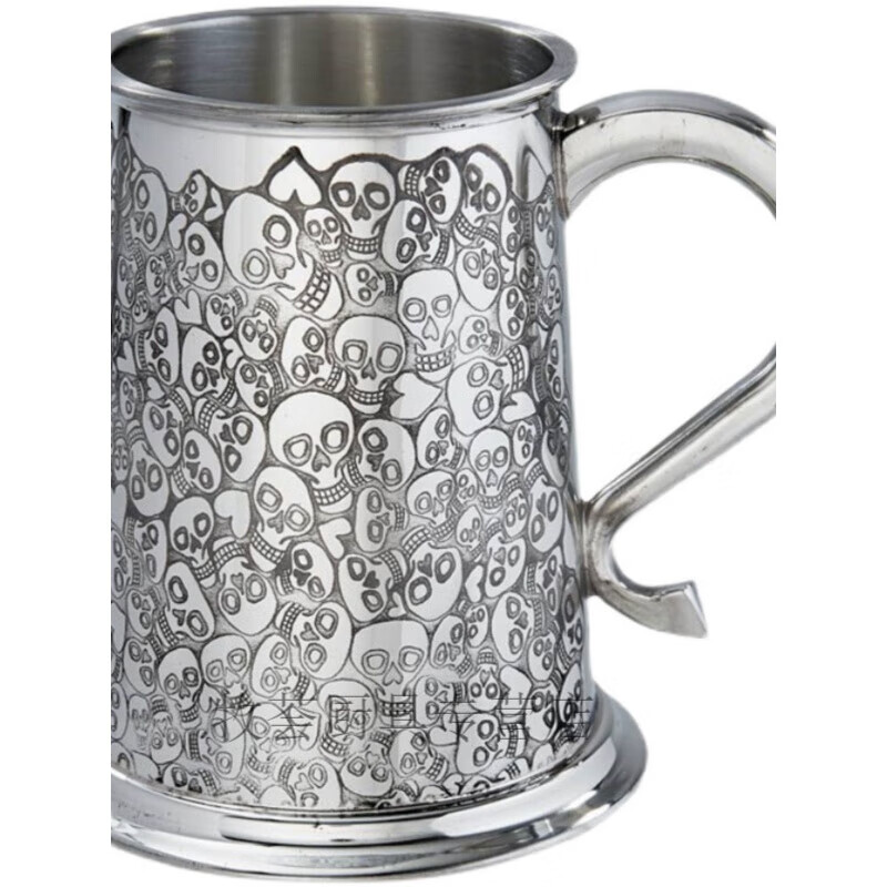 LISM British Sheffield tinware imported tin beer mug skull handmade retro British handmade retro British