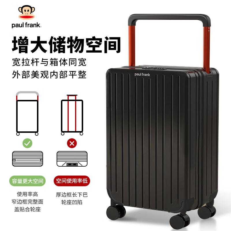 Big mouth monkey (paul frank) suitcase balanced wide trolley case women's large capacity 26-inch school suitcase men's lightweight universal wheel business trip suitcase