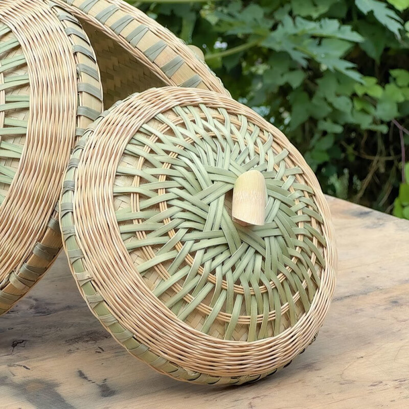 Ye Yu's traditional handmade bamboo pot lids, wooden barrels, bamboo lids, farmhouse household green bamboo art products, bamboo knotted bamboo root buckets, custom-made finely woven bamboo lids