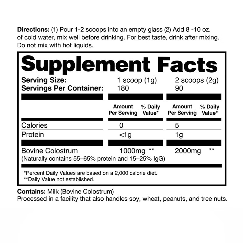 ZENA Bovine Colostrum Immunoglobulin Powder Nutritional Nutritional Pure Colostrum Enhances Immunity Suitable for All Ages 2000mg180g