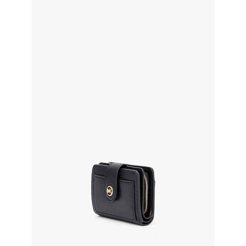 MICHAEL KORS Women's Mini Card Holder Compact, Portable and Practical Folding Wallet with Coin Bag Black F