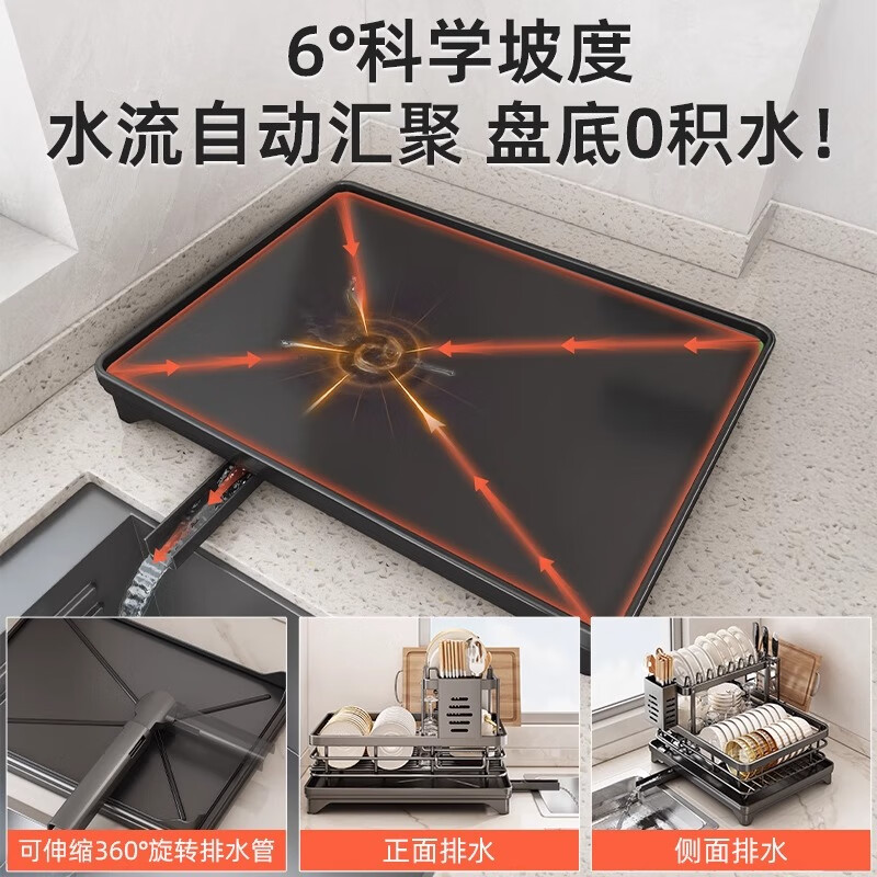 Added dish storage rack, drain bowl rack, kitchen rack, stainless steel bowls, dishes, chopsticks, bowls, plates, drain basket