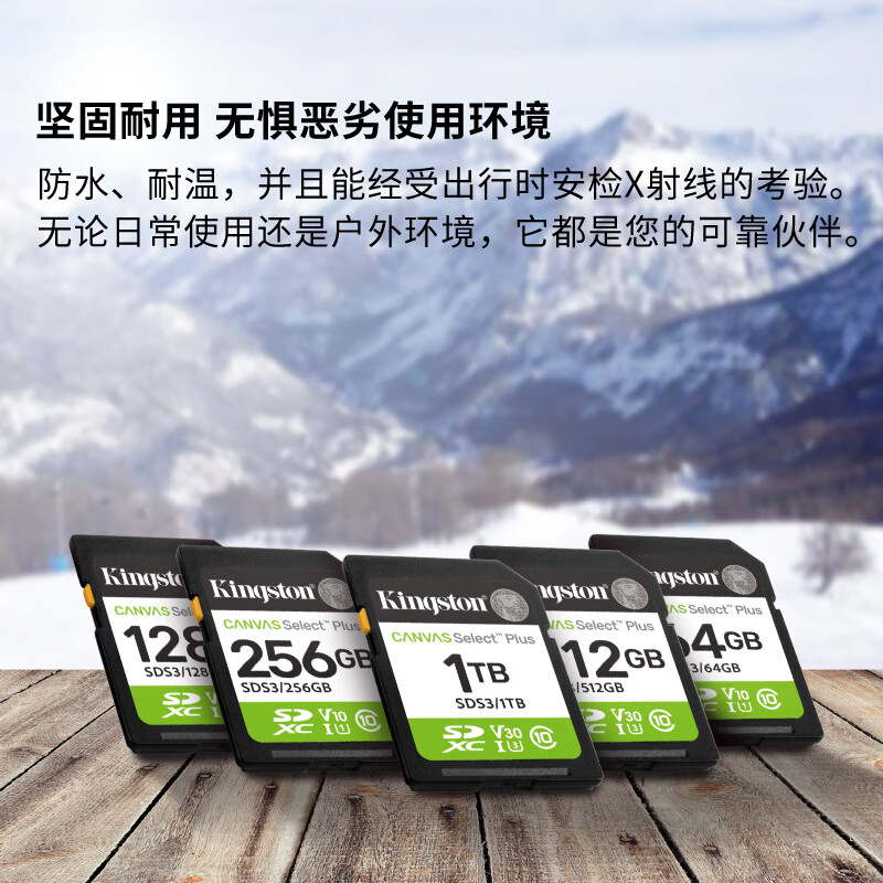 Kingston 256GB SD memory card U1 V10 camera memory card large SD card high-speed continuous shooting reading speed 150MB/s