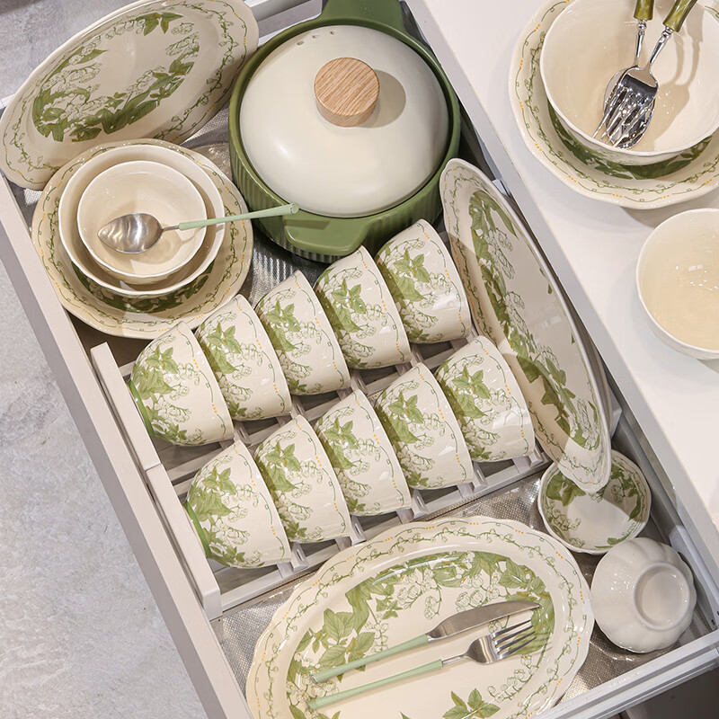 Banshu Bowl and Plate Set Home Light Luxury High Value Ceramic Bowl and Plate Tableware Set 2025 New Housewarming Gift Tableware 10 People Food 42 Pieces Comes with Soup Bowl Gift Box Damaged Package Reissue