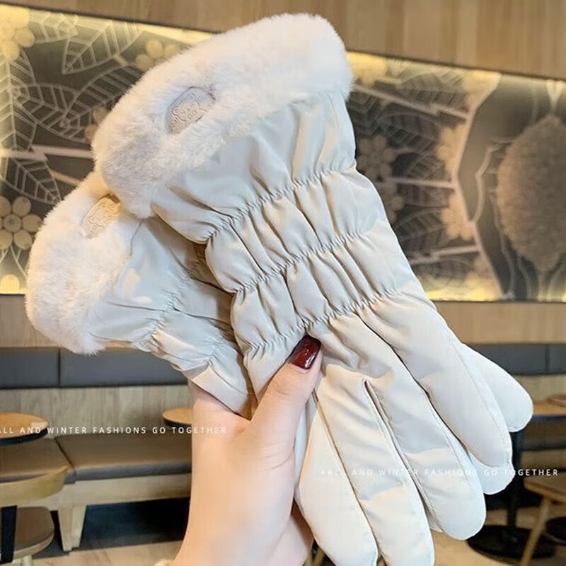 Cheguimu gloves for women in winter, thickened and velvet for cycling, cold protection, touch screen, women's outdoor cycling electric bicycle warm cotton gloves