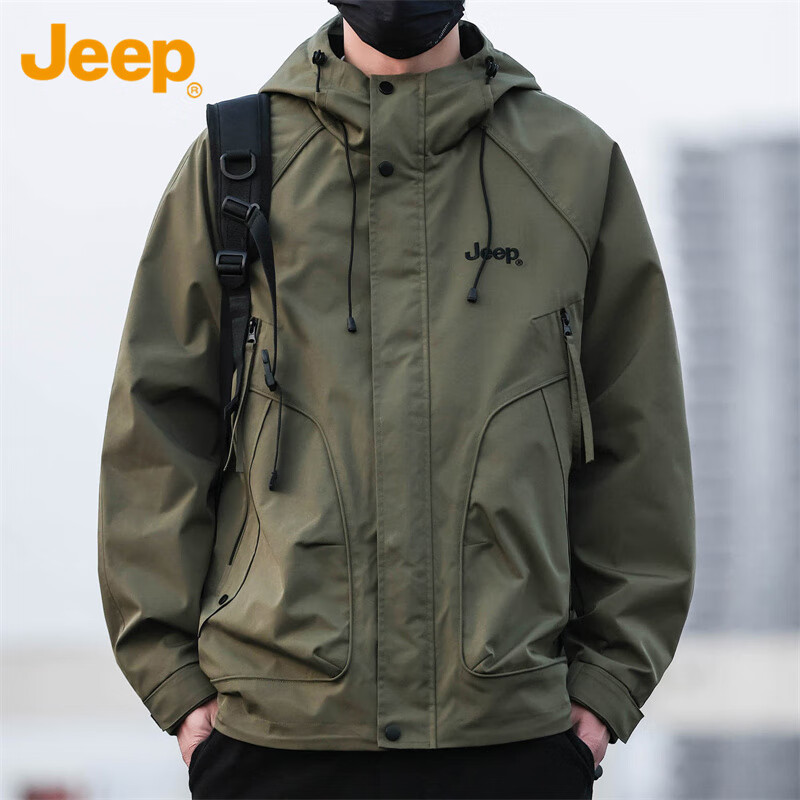 JEEP Jeep Jacket Men's Autumn and Winter Assault Jacket Workwear Men's Casual Trendy Tops Army Green 2XL