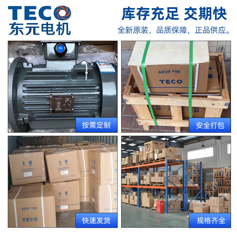 TECO TECO Motor TEV3 132S-2 three-phase asynchronous motor 3/4/5.5/7.5KW horizontal AC motor TEV3-80M-21.5HP0.75KW-2P-