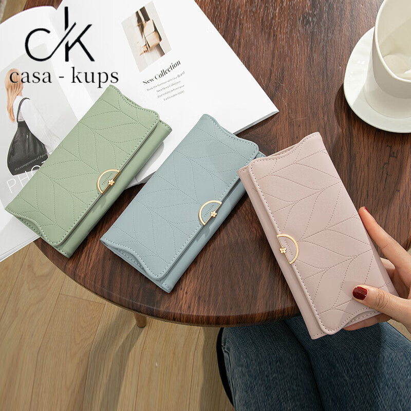 Casa-kupsCK wallet women's 2025 Chinese Valentine's Day card bag coin purse all-in-one handbag female small bag hand long wallet pink