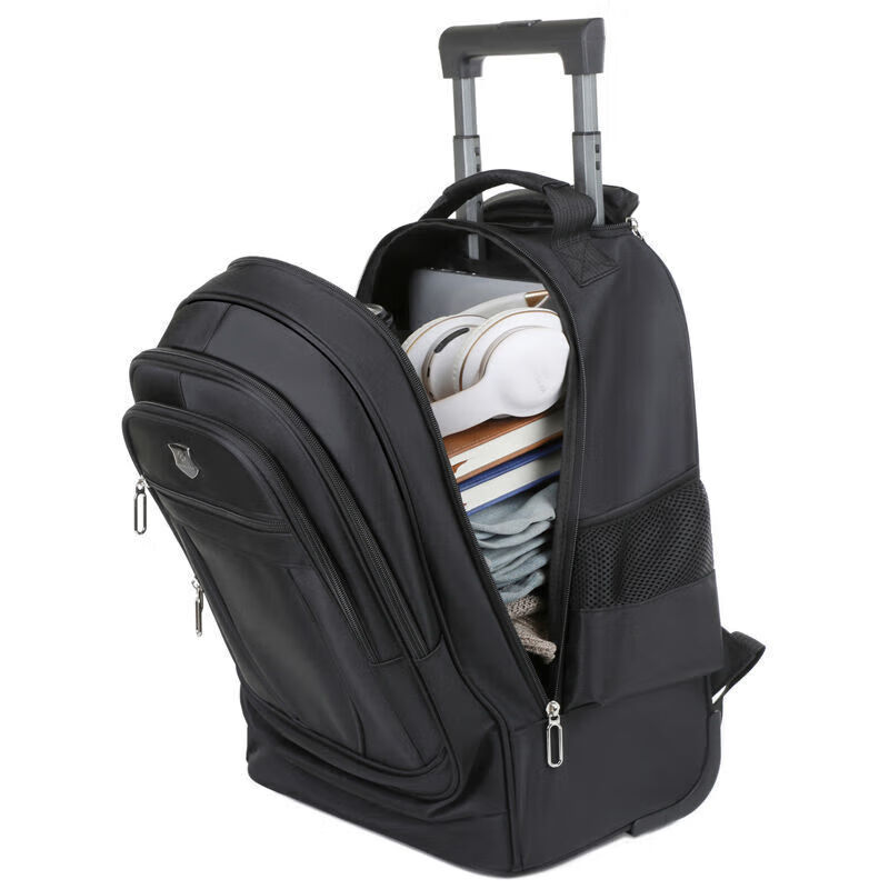 Shantou Lincun Wheeled Travel Bag Can Be Shouldered Large Capacity Trolley Bag Travel Backpack Male and Female Student Business Trip School Bag 2025 Black