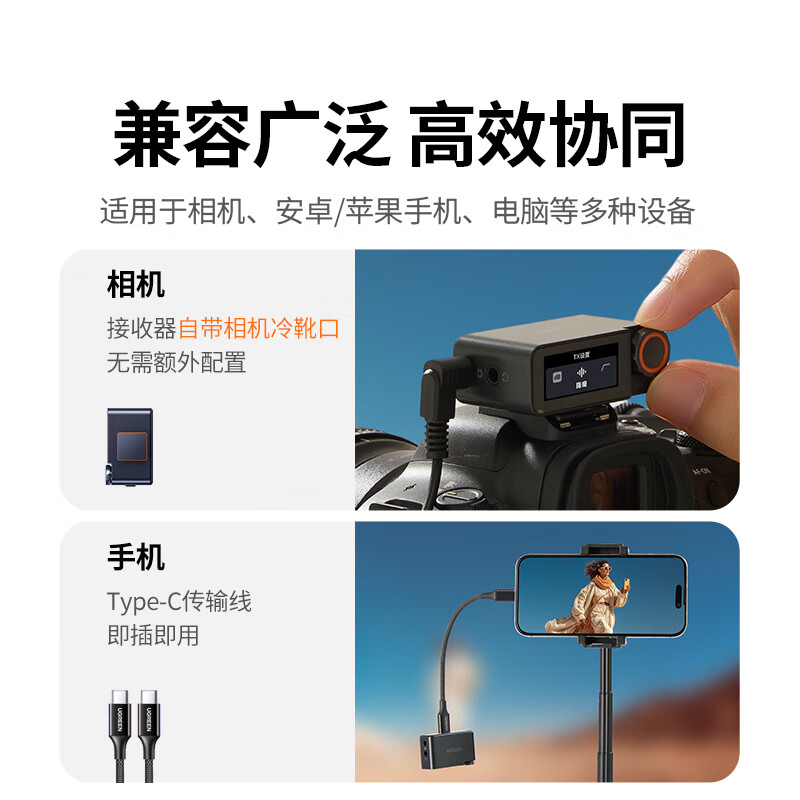 Greenlink MIC6 Wireless Lavalier Microphone One to Two/One to One Camera Radio Microphone Live Broadcast Noise Reduction Mobile Phone Radio Outdoor Anchor Video Shooting Professional Equipment One to Two with Charging Box Suitable for Android Camera Apple 15/16