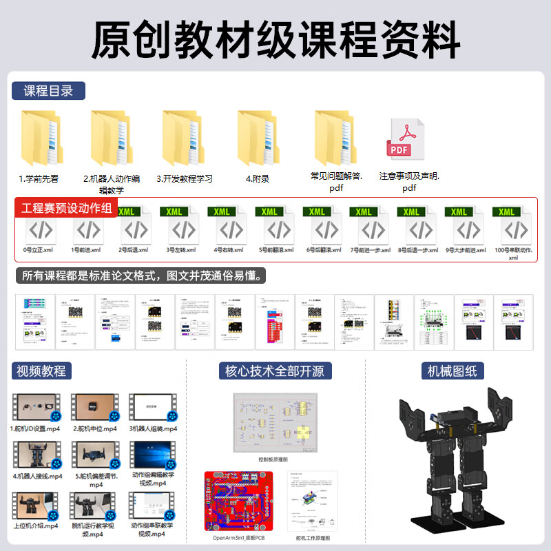Yue Changsheng Huan'er Open Source Narrow-footed/Cross-footed Robot 6-DoF Bipedal Racing China Engineering Robot Competition Cross-footed Robot/Bracket Only + Servo/Parts