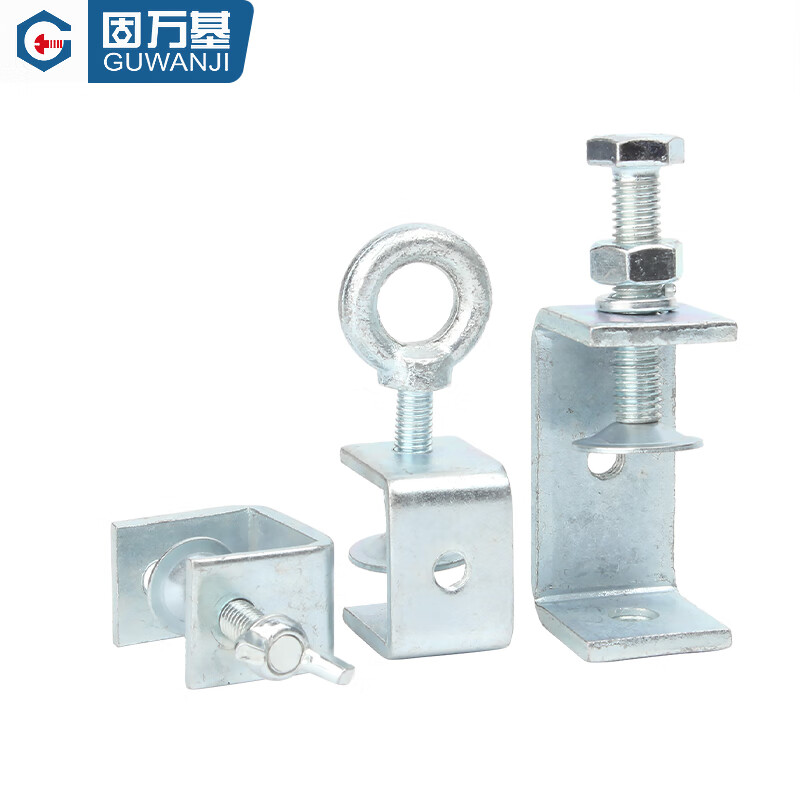 Guwanji iron galvanized tiger clamp pipe clamp U-shaped C-shaped clamp steel pipe square clamp hand-tightened lifting ring clamp galvanized lifting ring 5 pieces opening 30 mm