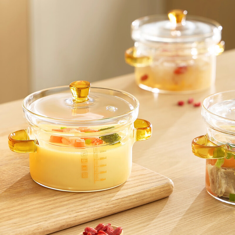 WELLMEET Steamed Egg Bowl Special Baby Steamed Egg Gu Steamed Egg Custard Bowl Glass Food Complementary Bowl Can Steam Stewed Gu Steamed Bowl with Cover 150ml Suitable for 1-2 eggs, food supplement