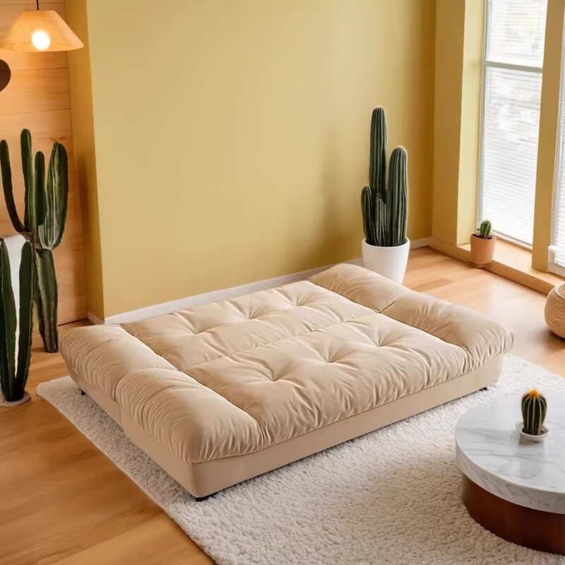 Dumani cloud sofa bed foldable dual-use living room sofa 2025 new cream style small apartment straight rental house khaki milk velvet solid wood + spring flat length 160cm width 110cm