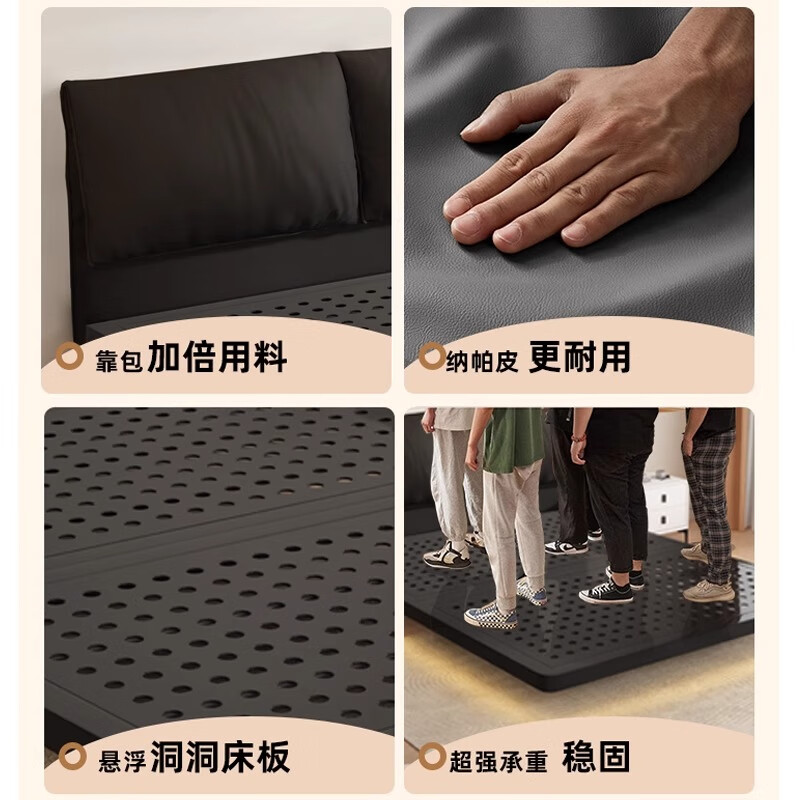 Yuanzhi Xiangya suspended bed carbon steel frame bed minimalist iron frame double bed without bedside tatami 1.5m1.8m iron suspended bed black without bedside 1.8*2 meters